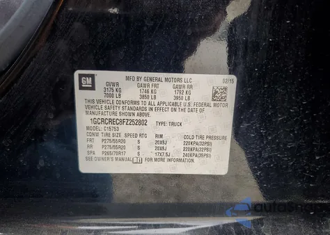 2015 Chevrolet Silverado C1500 Lt z USA, uszkodzony, nr VIN 1GCRCREC8FZ252802